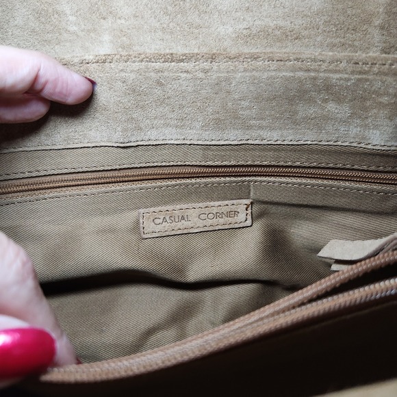 Casual Corner suede leather Purse Bag Soft‎ Camel Color Shoulder Classic - Picture 11 of 15